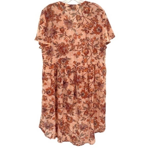 Torrid Lexie Babydoll Pink Floral Sheer Chiffon Tunic Blouse - Picture 9 of 11